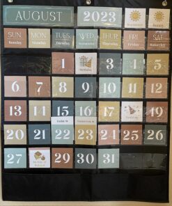 The Ultimate Classroom Calendar Pocket Chart for Kids - Simplified Calendar with Educational Cards for Easy Learning - Fun Boho Classroom/Teacher Must Have Supplies That Fits Nicely w/Any School Decor Calendar for Kids 33 81cCMxtrPhL