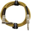 GLS Audio Instrument Cable - Amp Cord for Bass & Electric Guitar - Straight to Right Angle 1/4 Inch Instrument Cable - Brown/Yellow Braided Tweed, 6ft 6 Ft. Right-Angle Gold 23 81cDxH3CgL