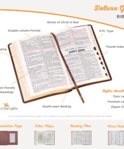 KJV Holy Bible, Standard Size, Burgundy Faux Leather w/Thumb Index and Ribbon Marker, Red Letter, King James Version 30 81cETbwzboL