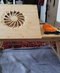 Laptop Desk Nnewvante Adjustable Bed Desk Table Bamboo with USB Fan Foldable Bed Tray w' Drawer 21.6" with Fan 78 81cEq4V2ZyL