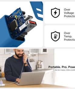 USB C Wall Charger, 3Pcs 20W PD + QC3.0 USBC Charger Block Super Fast Power Output Rapid Charging Box Wall Plug Cube for iPhone 14/15, Samsung Galaxy S21, Motorola, LG, Google Pixel 6Pro(Sea Blue) Sea Blue 11 81cI8VOJpL