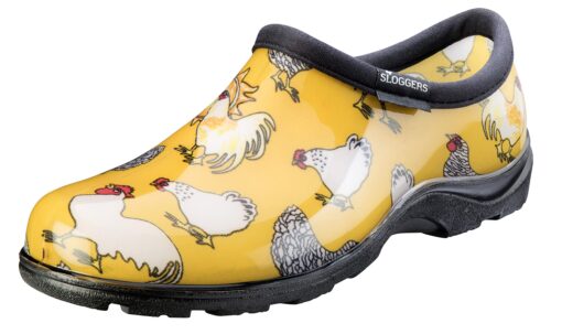 Sloggers Waterproof Garden Shoe for Women – Outdoor Slip-On Rain and Garden Clogs with Premium Comfort Support Insole 9 Chickens Daffodil Yellow