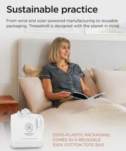 Threadmill Egyptian Cotton Twin Sheet Set | 100% Certified Egyptian Cotton Sheets for Twin Size Bed | Sateen Twin Bed Sheets Set 15" Deep Pocket | Soft Breathable 3-Piece Cooling Sheet Set | Beige Light Beige 14 81cNn6bzgL