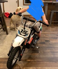 Razor MX400 Dirt Rocket 24 Volts Motocross Electric Dirt Bike with Hand Operated Brakes, Retractable Kickstand, and Folding Metal Pegs, White 20 81cOpIvYRqL