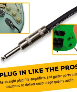 Alternative view of GLS Audio Instrument Cable - 1/4 Inch TS to 1/4 Inch Instrument Cable for Bass/Electric Guitar- Black/Grey Braided Tweed, 6ft 6 Ft. Right-Angle Black Tweed