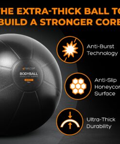 MANTRA SPORTS Heavy-Duty Exercise Ball Chair for Office Desk, Yoga Ball Chair Stability Ball with Base for Home Gym, Active Sitting Workout Ball Seat for Balance, Fitness, Birthing, Pregnancy & Labor Black (Ball & Base) 65cm (Height 5'4" - 5'10") 13 81cSqGKTnkL