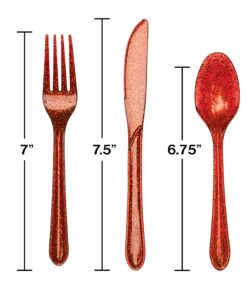 24-Piece Glitz Premium Plastic Cutlery Assortment, Red Glitter 8 81cTEvbF31L