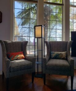 Brightech Maxwell - Modern Shelf Floor Lamp with Shade and LED Bulb Corner Display Lamps Shelves for Living Room, Bedroom Office Black Classic Black 43 81cTg3YrCDL