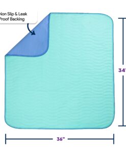 IMPROVIA® Washable Underpads, 34" x 36" (Pack of 4) - Heavy Absorbency Reusable Bedwetting Incontinence Pads for Kids, Adults, Elderly, and Pets - Waterproof Protective Pad for Bed, Couch, Sofa, Floor 4 Pack - 34x36 27 81cU6OE4eBL