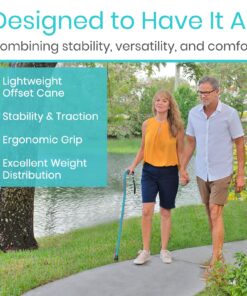 Vive Walking Cane - Ergonomic Offset Patented Hand Grip - Lightweight Adjustable Walking Aid for Men, Women, Elderly - Non-Slip Tip, Sturdy Mobility Aid for Seniors, Supports Up to 250lbs (Purple) Teal 21 81cW8Xjh2nL