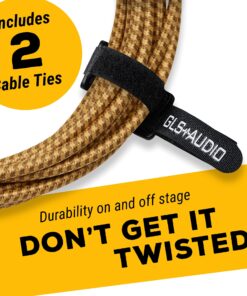 GLS Audio Instrument Cable - Amp Cord for Bass & Electric Guitar - Straight to Right Angle 1/4 Inch Instrument Cable - Brown/Yellow Braided Tweed, 10ft 10 Ft. Right-Angle Gold 25 81cWZezJ eL