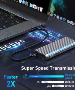 Alternative view of M.2 NVMe SSD Enclosure Adapter USB C 3.2 Gen 2 10Gbps M.2 NVMe to SATA Reader, Tool-Free 6Gbps SATA, RGB NVMe Enclosure Aluminum Case Support UASP Trim for PCIe M-Key(B+M Key) SSD Size 2242/2260/2280 RGB Version