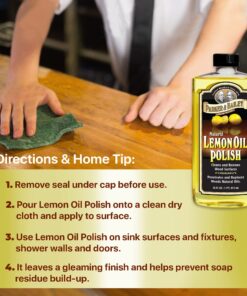 PARKER & BAILEY LEMON OIL POLISH - Natural Lemon Scented Wood Cleaner & Furniture Polish, Cleans, Renews, Restores & Rejuvenates Wood Surfaces, 16oz 16 81cYSAbV0oL