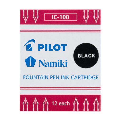 PILOT Namiki IC100 Fountain Pen Ink Cartridges, Black, 12-Pack (69100) 12 Count (Pack of 1)