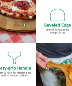 Frederica Trading Premium Bamboo Wooden Pizza Peel Paddle and Cutting Board with Handle (for Baking Pizza, Bread, Cutting Fruit, Vegetables, Cheese) - Personal Size Large 18" (18"L x 11.5" x 11.5") 18 81cZkcmofJL