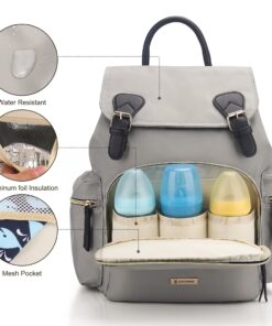 VS VOGSHOW Diaper Bag Backpack, Multifunction Stylish Travel Baby Bag Backpack with Crossbody Strap, Maternity Nappy Bag Gray 58 81ccDKLNV3L