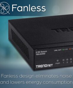 TRENDnet 5-Port Unmanaged 2.5G Switch, 5 x 2.5GBASE-T Ports, 25Gbps Switching Capacity, Backwards Compatible with 1000Mbps Devices, Fanless, Wall Mountable, Black, TEG-S350 2.5 Gigabit Switch 30 81ceb51ZzjL