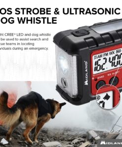 Midland - ER310, Emergency Crank Weather AM/FM Radio - Multiple Power Sources, SOS Emergency Flashlight, Ultrasonic Dog Whistle, & NOAA Weather Scan + Alert (Red/Black) 24 81cec6XyuHL 1