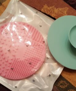fantcen Make-up-Pinsel von Silikon Pinsel Reinigung Matte Pinsel Scrubber Board Tragbarer Mini Pad für Kosmetik Body Paint Set of 2 (Pink & Grün)… 23 81cey4Q4TL 1