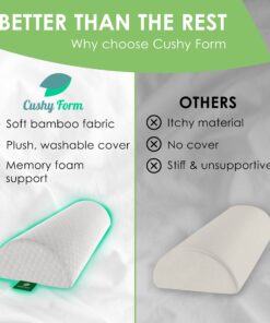 Cushy Form Bolster Pillow for Lumbar and Leg Support - 20.5 x 8 x 4.5 Inches Half Moon Memory Foam Cushion for Stomach, Back & Side Sleepers - Roll Pillows for Back and Neck w/Washable Cover Semi Roll - 4.5" 42 81cfLGWUYiL 3