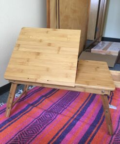 Laptop Desk Nnewvante Table Adjustable Bamboo Foldable Breakfast Serving Bed Tray w' Tilting Top Drawer 21.6" 60 81cfPra86jL