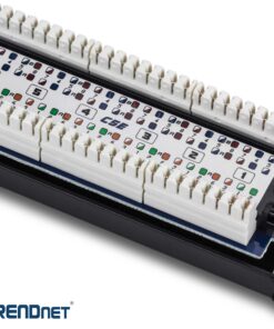 TRENDnet 24-Port Cat5-5e RJ-45 UTP Unshielded Patch Panel, Wallmount or Rackmount, 100Mhz, Color-Coded Labeling, Cat5,Cat5e,Cat4,Cat3 Compatible, 1U Rackmount, Black, TC-P24C5E 26 81ch3S2gb3L