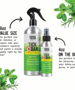 YAYA ORGANICS Tick Ban | Extra Strength Tick Repellent Made with Essential Oils and All Natural, DEET Free Ingredients | Proven Effective, Safe for Adults, Kids and Dogs | Mixed Pack (4oz/16oz) 12 81chBhOuWsS