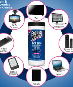 Endust For Electronics; Screen & Surface Cleaning Wipes, For TV, Phone, Computer Monitor, Laptop, Tablet, Pre-Moistened, Alcohol and Ammonia Free, 70 Count, 6 Pack (11506P6) 6 81chTA4jftL