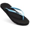 Bumpers Massage Flip Flops for Women - Indoor & Outdoor Women's Flip-Flops, Beach Sandals for Women, Acupressure Slippers 5-6 Black & Light Blue 9 81chtir0I2L