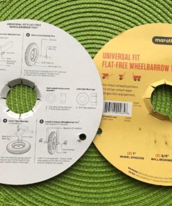 Universal Fit, Flat Free Wheelbarrow Tire and Wheel Assembly with Adapter Kit 44 81ciC04vDkL