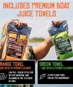 Boat Juice Boat Cleaning Kit - Exterior Boat Cleaner Water Spot Remover, Interior Boat Cleaner for Seats and Vinyl, 2 Microfiber Towels - Boat Cleaning and Detailing Supplies (Kit) 33 81ckLRRIj L