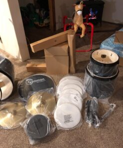 Gammon Percussion Full Size Complete Adult 5 Piece Drum Set with Cymbals Stands Stool and Sticks, Black 30 81cmrD9vJL