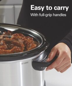 Hamilton Beach Programmable Slow Cooker with Flexible Easy Programming, 5 Cooking Times, Dishwasher-Safe Crock, Lid, 7 Quart, Silver 32 81coBRts ZL