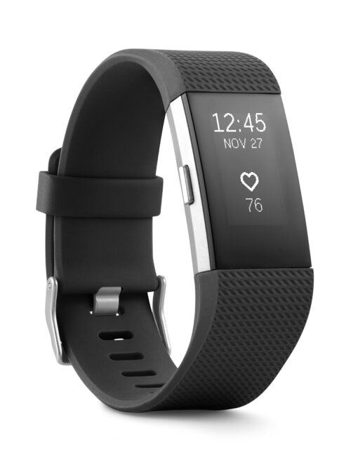 Fitbit Charge 2 Heart Rate + Fitness Wristband, Black, Large (US Version), 1 Count Large (Pack of 1)