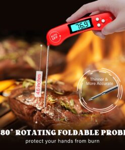 DOQAUS Digital Meat Thermometer, Instant Read Food Thermometer for Cooking, Kitchen Probe with Backlit & Reversible Display, Cooking Temperature Turkey Grill BBQ Candy Light Red 4.6'' Probe 18 81cpTsSsJEL 1