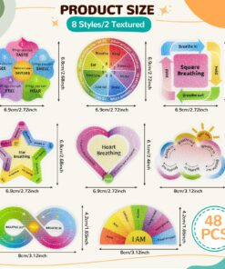Cusprtm 48 Pcs Anxiety Sensory Stickers, 2 Textured Tactile Rough Calm Stickers Large Size Breathing Stickers Mindfulness Stickers for School Office Classroom Adults Teens Sensory Items 35 81cqm6KTCL