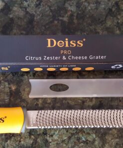 Deiss PRO Citrus Zester & Cheese Grater - Parmesan Cheese Lemon, Ginger, Garlic, Nutmeg, Chocolate, Vegetables, Fruits - Razor-Sharp Stainless Steel Blade, Wide, Dishwasher Safe (ORANGE) Orange 37 81cr4LgU8wL