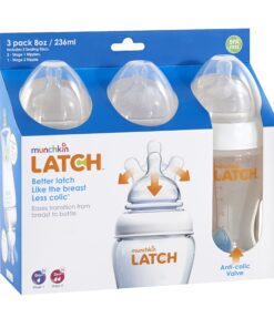 Munchkin® Latch™ Anti-Colic Baby Bottle with Ultra Flexible Breast-like Nipple, BPA Free, 8 Ounce, 3 Pack 8 Ounce (3 Pack) 8 Ounce (3 Pack) 27 81crg2XhEvL