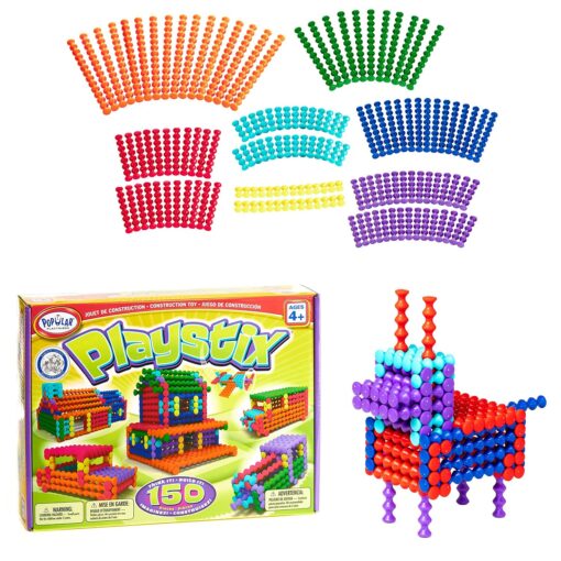 Playstix Construction Toy Building Blocks Set 150 Piece STEM Kit Multicolor