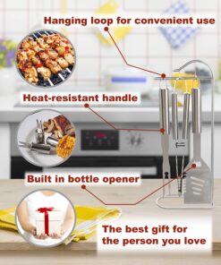 ROMANTICIST Complete Grill Accessories Kit - The Very Best Grill Gift on Birthday Wedding - Professional 21PC BBQ Accessories Set with Case for Outdoor Camping Grilling Smoking SILVER-1 24 81cryPVMCrL