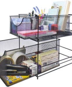 Sorbus® Cabinet Organizer Drawers— Mesh Storage Organizer with Pull Out Drawers—Ideal for Countertop, Cabinet, Pantry, Under the Sink, Desktop and More (Black 1 Drawer) Black 16 81cshWUlBfL