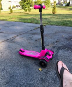 6KU Kids Scooter with Adjustable Height, Toddler Scooter with Widened Flash Wheels, Scooter for Kids Age 3-8 Years Old, Lean to Steer Pink Without Seat 24 81cslOL9wL