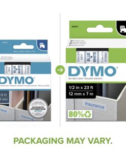 Alternative view of DYMO Standard D1 45014 Labeling Tape (Blue Print on White Tape, 1/2'' W x 23' L, 1 Cartridge), DYMO Authentic 1/2" Blue on Clear