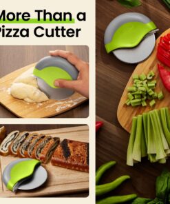 Kitchy Pizza Cutter Wheel with Protective Blade Cover, Ergonomic Pizza Slicer (Green) Green 28 81cssc1QlTL