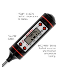 SmartHomes Digital Meat Cooking Thermometer - Ideal Oven Temperature Probe For Food, Grill, BBQ | FREE Recipe Bonus | Auto Shut-off For Maximum Battery Life 10 81cthak4dL
