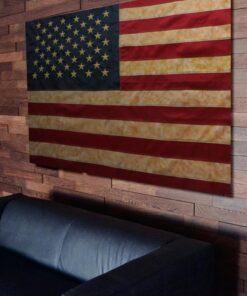 ANLEY Vintage Style Tea Stained American US Flag 3x5 Foot Nylon - Embroidered Stars and Sewn Stripes - 4 Rows of Lock Stitching - Antiqued USA Banner Flags with Brass Grommets 3 X 5 Ft 27 81cv2TgXfaL
