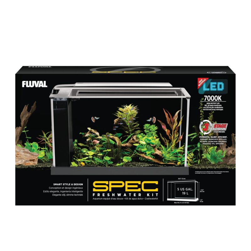 Fluval SPEC Aquarium Kit, Aquarium with LED Lighting and 3-Stage Filtration System, 5-Gallon 5 Gal. Black