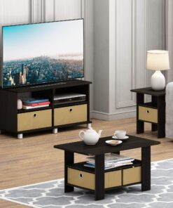 Furinno Andrey End Table / Side Table / Night Stand / Bedside Table with Bin Drawer, Espresso/Brown 1-Pack, Center Bin 35 81cw1HLHhL