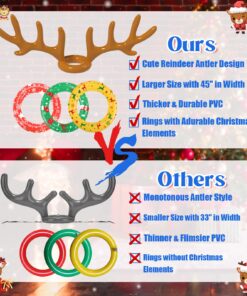 Uniqhia Inflatable Reindeer Antler Ring Toss Game, 2023 Christmas Games Ring Toss for Christmas Party Games, Patented Brown-2 Pack 17 81cwGzFEGfL
