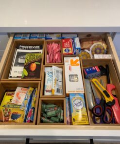 Seville Classics Bamboo Premium Organizer Storage Bins for Kitchen Silverware, Pantry, Closet, Office Desk, Pens, Utensils, Makeup, K Cup, Bamboo, Bin Set (5 Piece) Bin Set (5 Piece) 38 81cwca EEJL